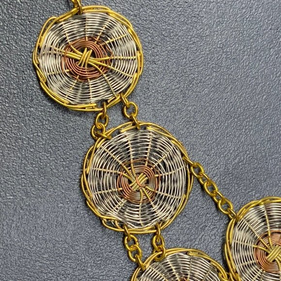 Retro BoHo Statement Necklace Gold Silver Copper - Picture 2 of 5